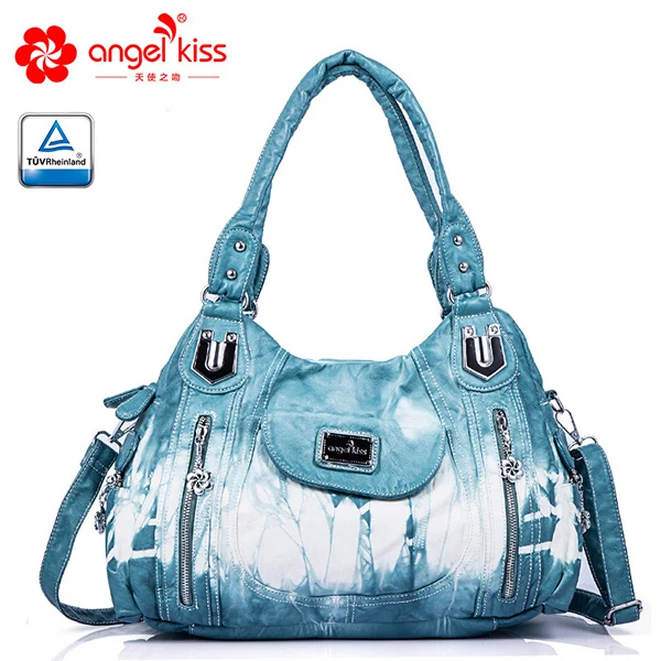 Light blue Angelkiss Женская Повседневная сумка с верхней ручкой сумка на плечо хипстер батик сумка через плечо с бесплатным подарком - Цвет: Light blue