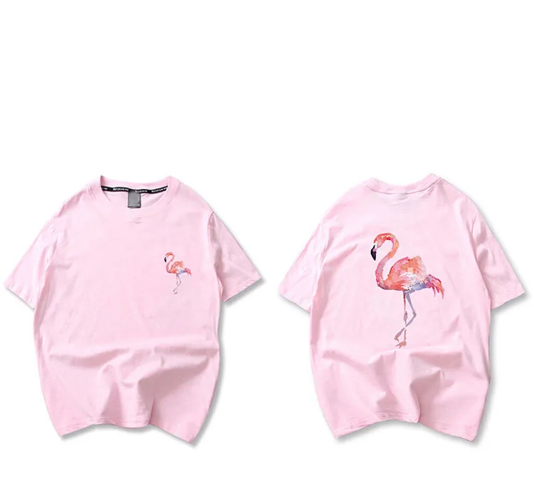 Летние Новые Модные женские футболки с изображением фламинго однотонные