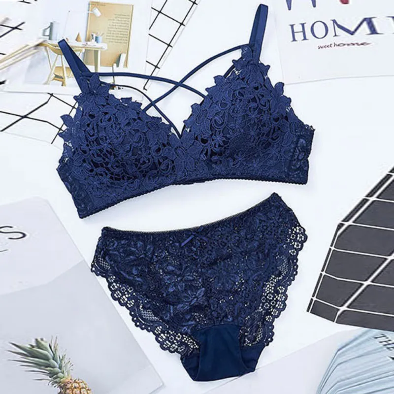

Water soluble flower no steel ring comfortable gathering bra underwear set three-dimensional embroidery flower