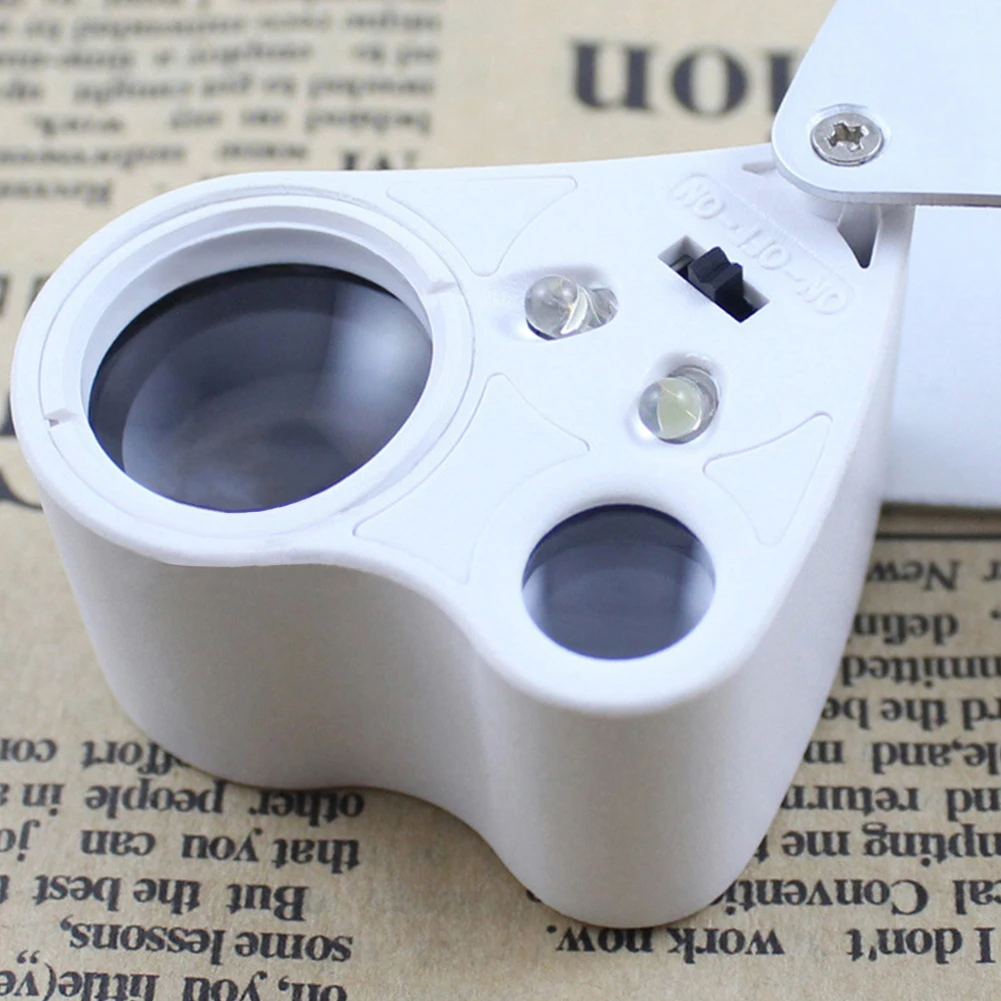 30x 60x Dual Lens Magnifier loupe with 2 High quality LED light Jewelers Eye Loupe Illuminated Metal Body Glass Magnifie | Инструменты