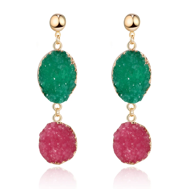 1 пара серьги в богемном стиле ручной работы из полимерного камня для женщин