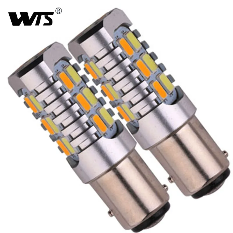 WTS 2 шт. Автомобильные стоп сигналы 1157 BAY15D P21W T20 22smd 5730 белый и желтый
