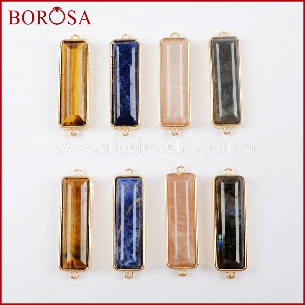 BOROSA 10 шт. прямоугольные натуральные разноцветные камни Druzy коннектор драгоценные
