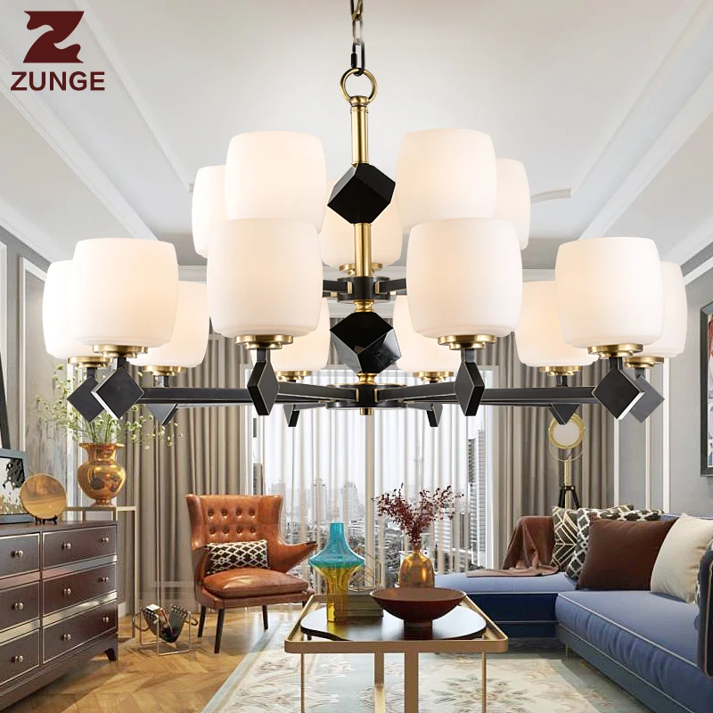 Modern LED luxury copper Chandelier Lights in the Living Room M790 large glass lighting fixtures lampadari lustre para sala | Лампы и