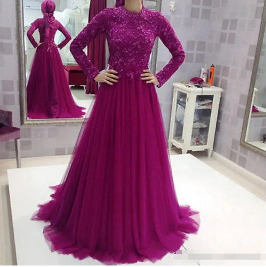 Фиолетовая одежда с длинным рукавом мусульманские платья для выпускного вечера