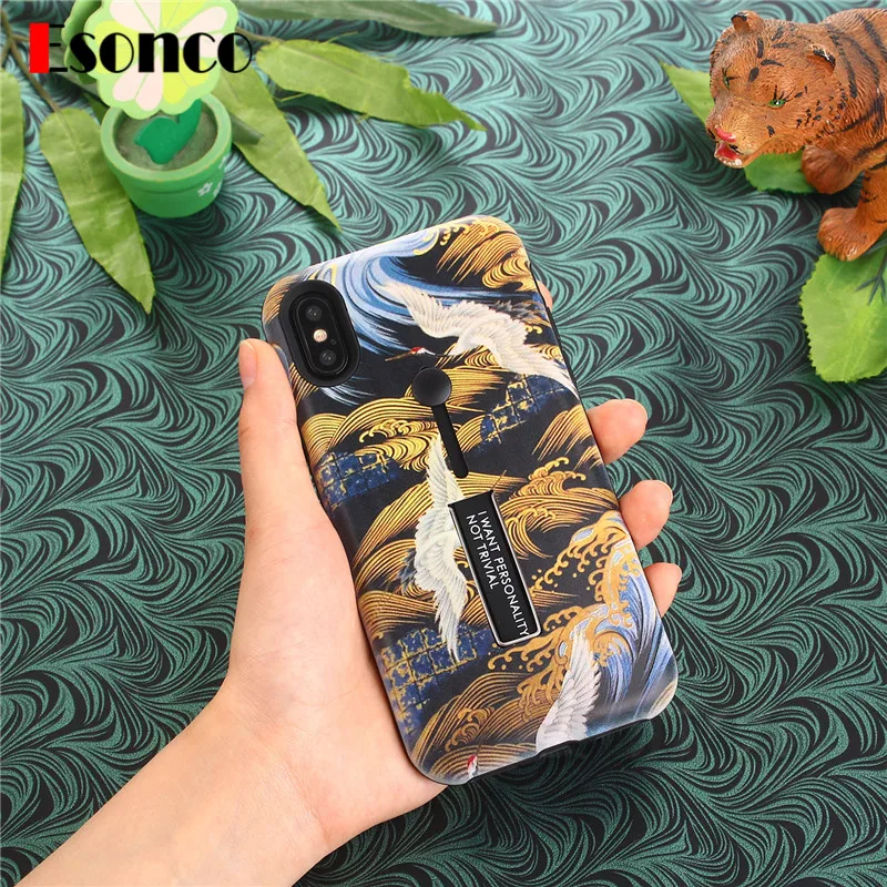 China Porcelain Ring Kickstand Case for iPhone X 7 8 6 s Plus 7P 8P Hide Stand Phone Cases |
