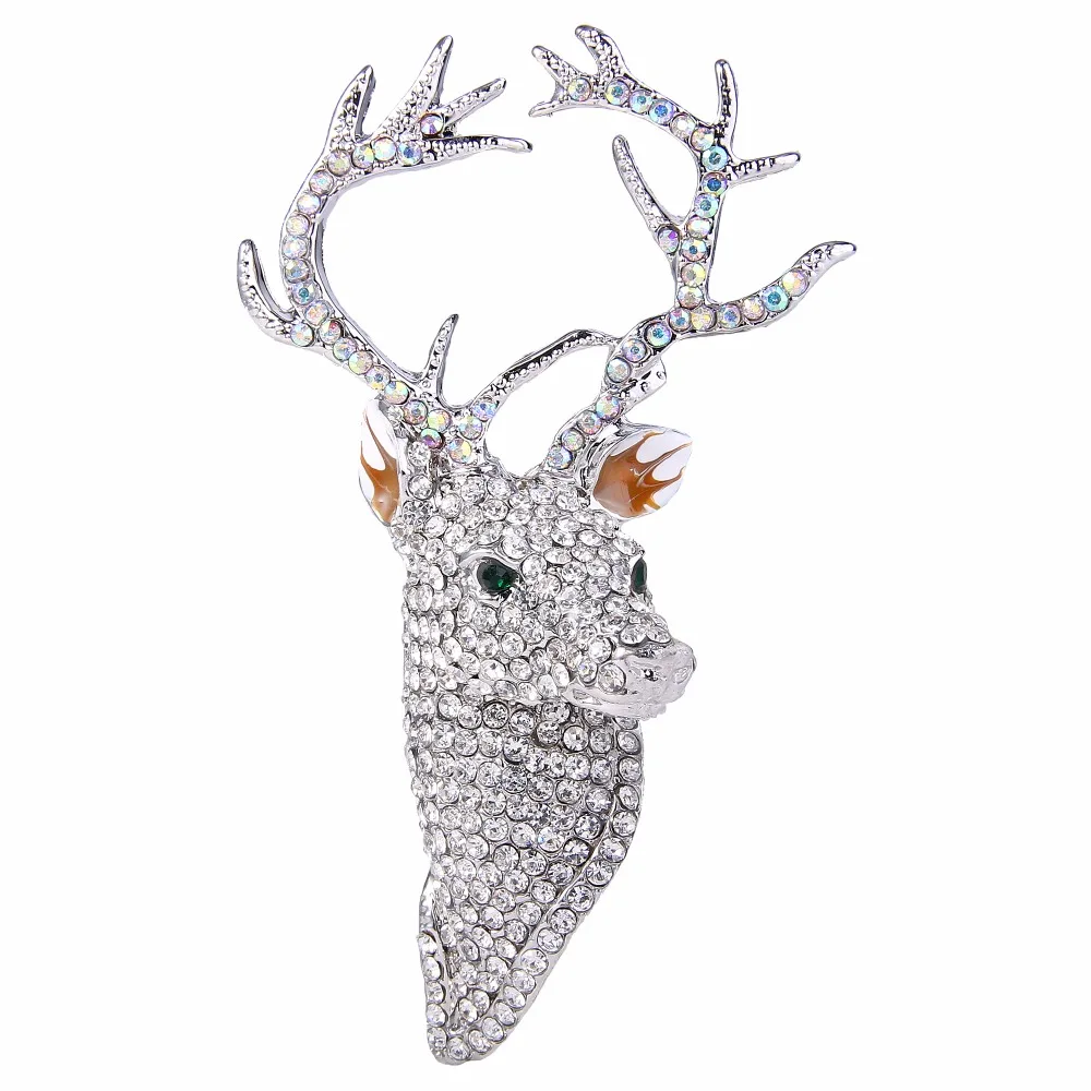Tuliper Deer Head Brooches Animal Brooch Pin Austrian Crystal Rhinestone For Women Girls Christmas Jewelry Gift | Украшения и