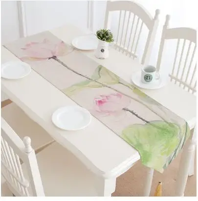 Свежий цветок лотоса настольный флаг китайский чайный коврик Азиатский хлопок