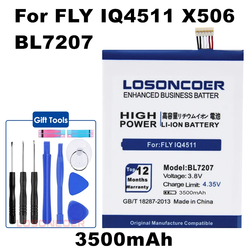 

LOSONCOER 3500 мАч BL7207 для Infinix X506 FLY IQ4511 высокое качество Bl7207 замена мобильного телефона литий-ионный аккумулятор + быстрое прибытие