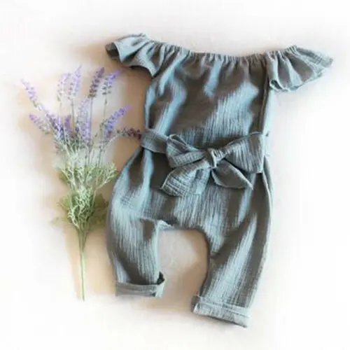 2019 модный однотонный хлопковый кружевной комбинезон с открытыми плечами без