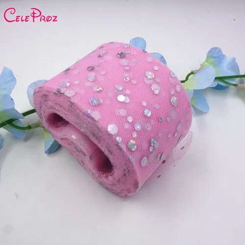 Pale Pink 5 см Блестящие Блестки Тюль сетчатая лента 25 ярдов DIY заколки для волос Головные уборы ремесла материал Свадьба День Рождения украшения поставки - Цвет: Pale Pink
