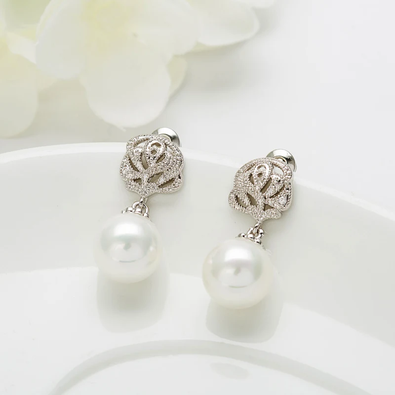 LUOTEEMI романтическая роза цветок имитации жемчуга длинные женские серьги