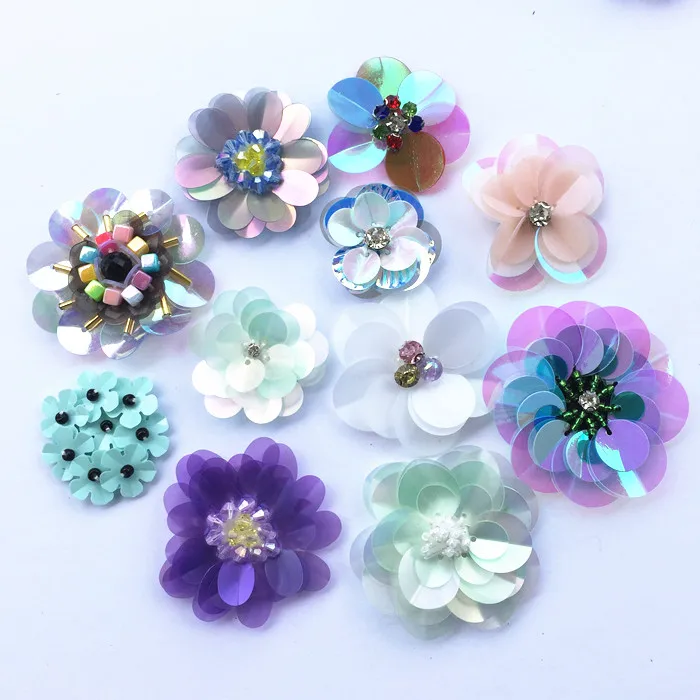 10 шт./лот модная вышитая кружевная нашивка с бисером и маленьким цветком