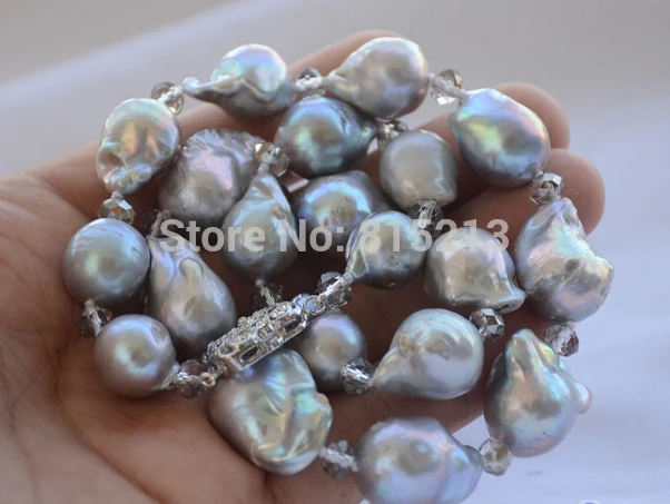 Ddh001450 серое ожерелье с кристаллами в стиле барокко REBORN PEARL|crystal necklace|necklace necklacepearl