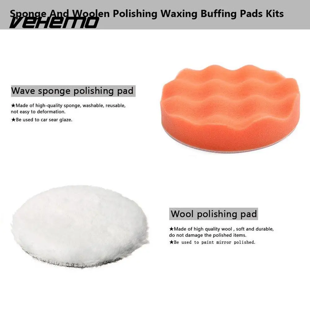 

Vehemo 8pcs Buffing Sponge Polishing Foam Auto Car Buffing Sponge Portable Durable Vehicle