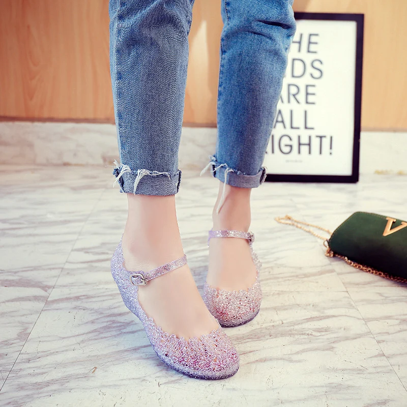 Новые пластиковые сандалии Islike женские из ПВХ на танкетке с отверстиями и