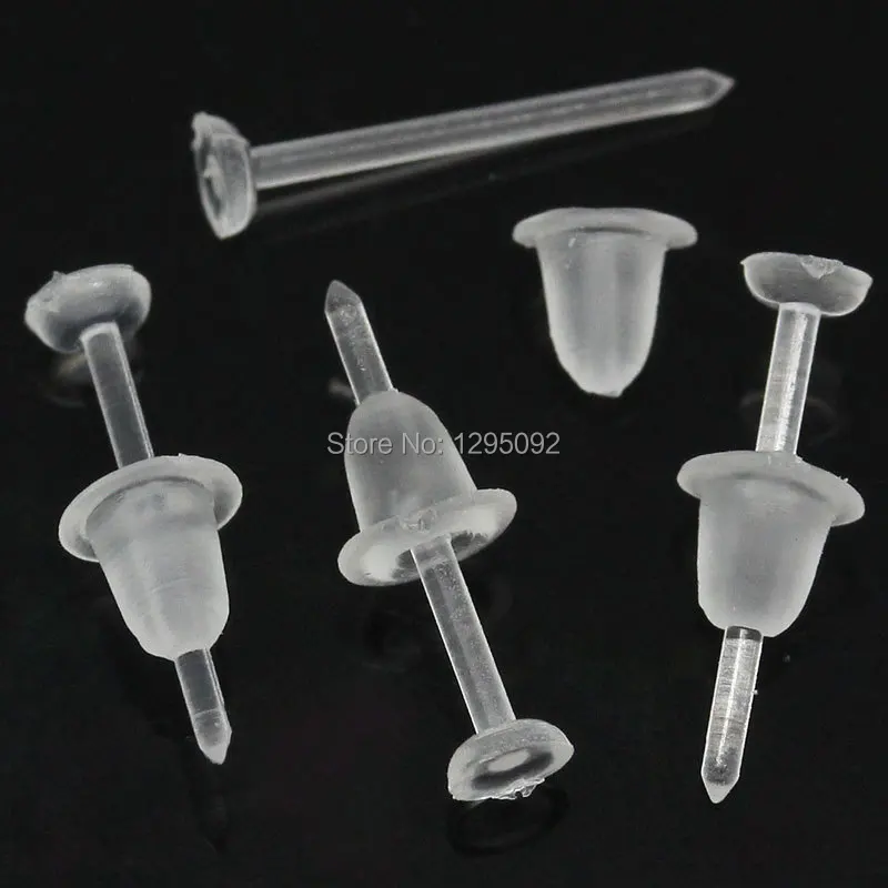 Серьги-гвоздики с резиновыми заглушками для ушей, прозрачные пластиковые ювелирные изделия «сделай сам», комплектация 12 х3 мм, 200 штук