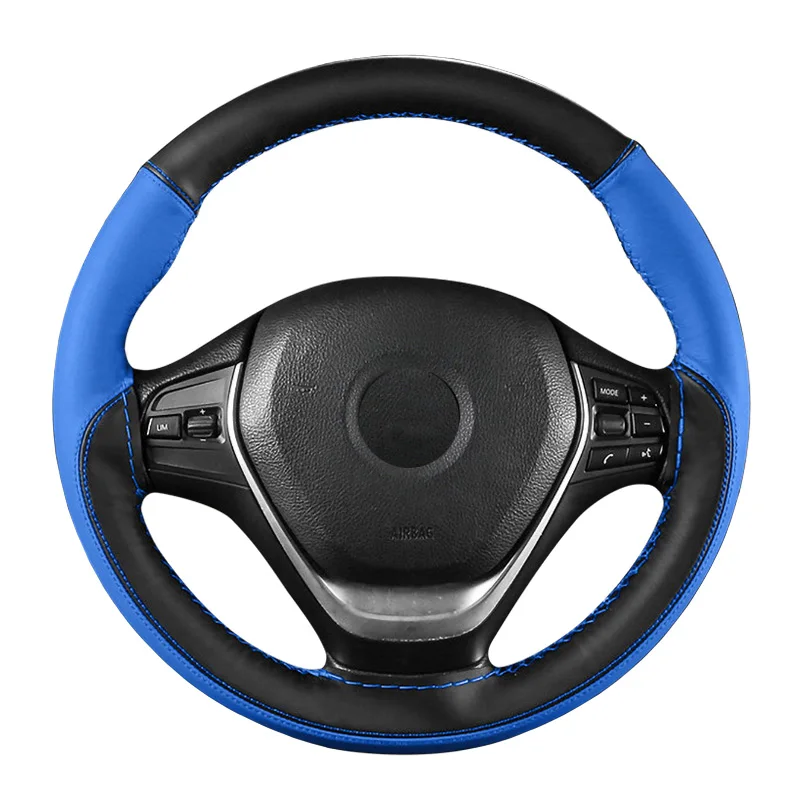 Black and Blue DIY оплетка чехол рулевого колеса автомобиля Универсальный микрофибра кожа автомобильный 15 дюймов рулевое колесо Чехлы противоскользящие мягкие - Название цвета: Black and Blue