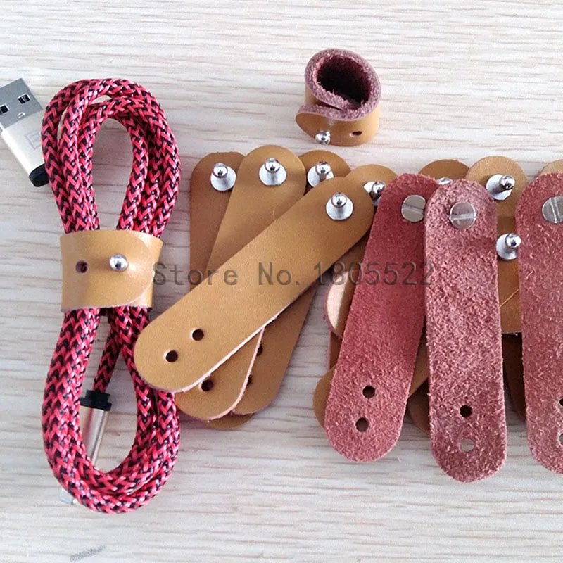 

Genuine Leather Buckle Earphone Cable Winder Cable Wire Organizer Cord Holder For iphone samsung USB Charger Data Lines