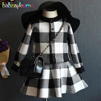 spring autumn children suit boutique kids fashion clothes plaid knit cardigan coatskirt baby outfits girls clothing sets bc1029