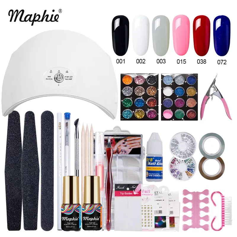 Maphie 34 шт./лот 36 Вт Светодиодная лампа для дизайна ногтей инструменты маникюра