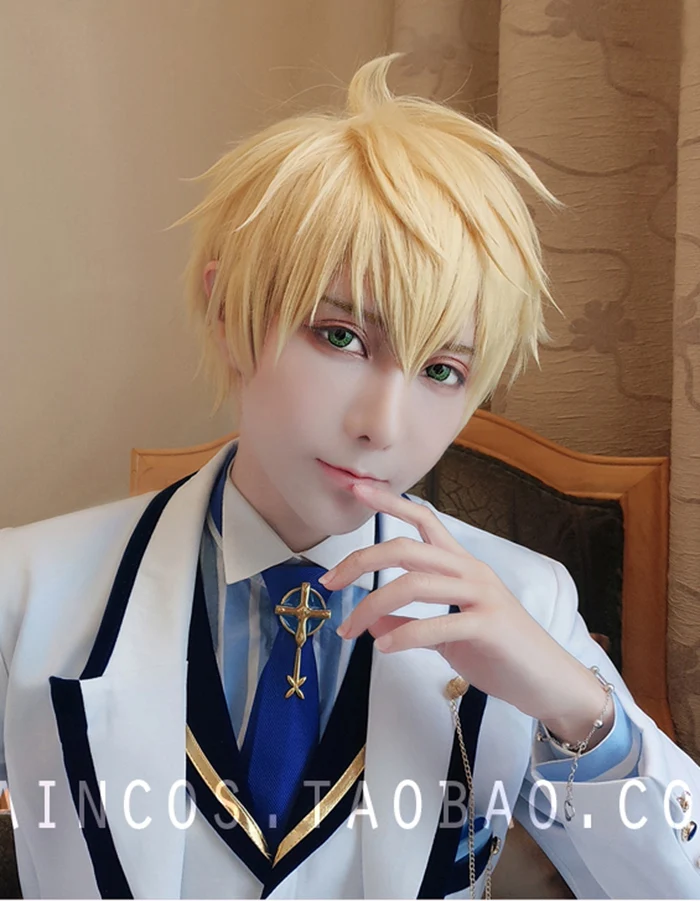 Короткий золотой парик Gilgamesh для косплея Fate/EXTRA CCC Fate/Zero Fate/stay night термостойкие