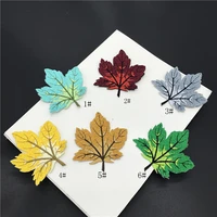 6pcs maple leaf embroidery patches colorful leaves patch stickers for clothes diy decorative applique for clothes