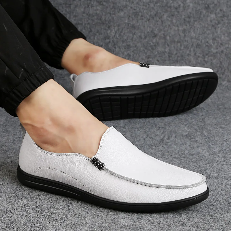 Men Leather Shoes Soft Fashion Slip on Male Casual Driving Boat Red Black Man Luxury Brand Loafers Plus Size | Обувь