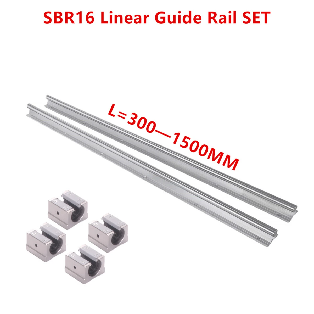 2 шт. линейные направляющие SBR16 300 400 500 600 1000 1200 мм + 4 линейных подшипников SBR16UU набор