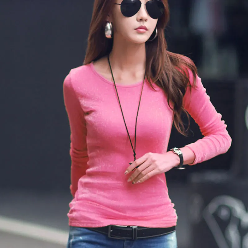 Женская футболка с длинным рукавом большие размеры Осень зима 2017 золотым и