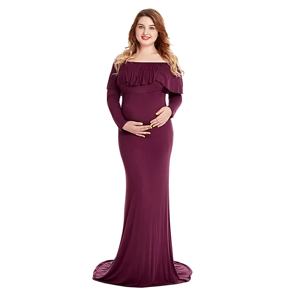 Dress 2 Only VOGUEON женское длинное платье для беременных с оборками, Длинные вечерние макси платья без рукавов, Одежда для беременных, одежда для фотосъемки - Цвет: Dress 2 Only
