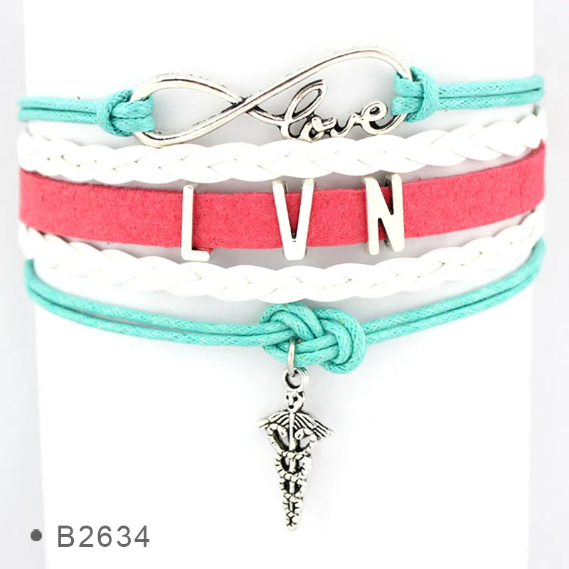 (10 шт./лот) Custom Infinity Love LVN медсестринские браслеты с подвесками для женщин и мужчин