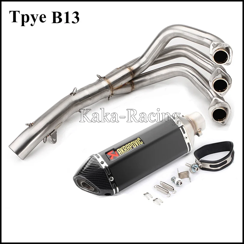 Type B13 Мотоцикл Полный выхлопной системы заголовок передней трубы Akrapovic глушитель для YAMAHA MT09 FZ09 fzFZ-09- XSR900 - Цвет: Type B13