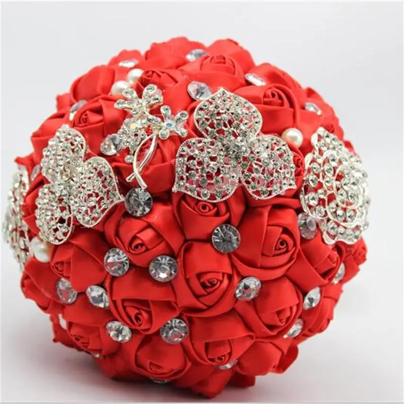 Свадебный букет невесты в красном стиле свадебный подружки сделай сам Шелковый