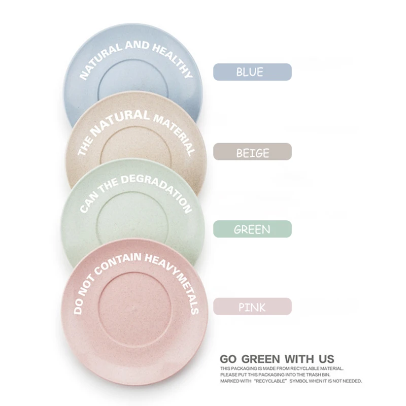 Набор из 4 экологичных тарелок пшеничной соломы ПП 15 см набор посуды для торта