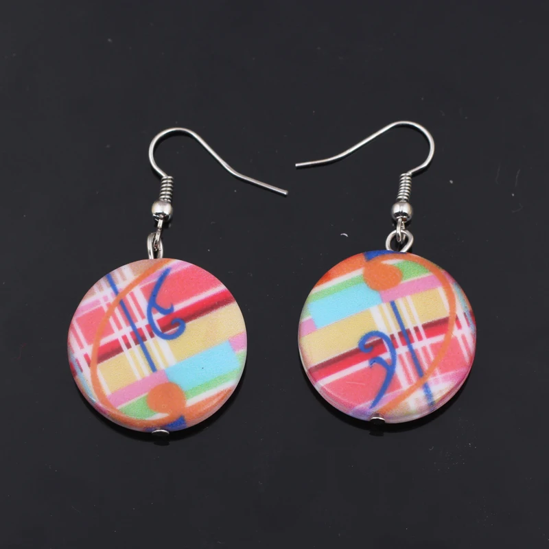 1 пара милых красочных узоров с модным принтом висячие серьги из акрила Новый