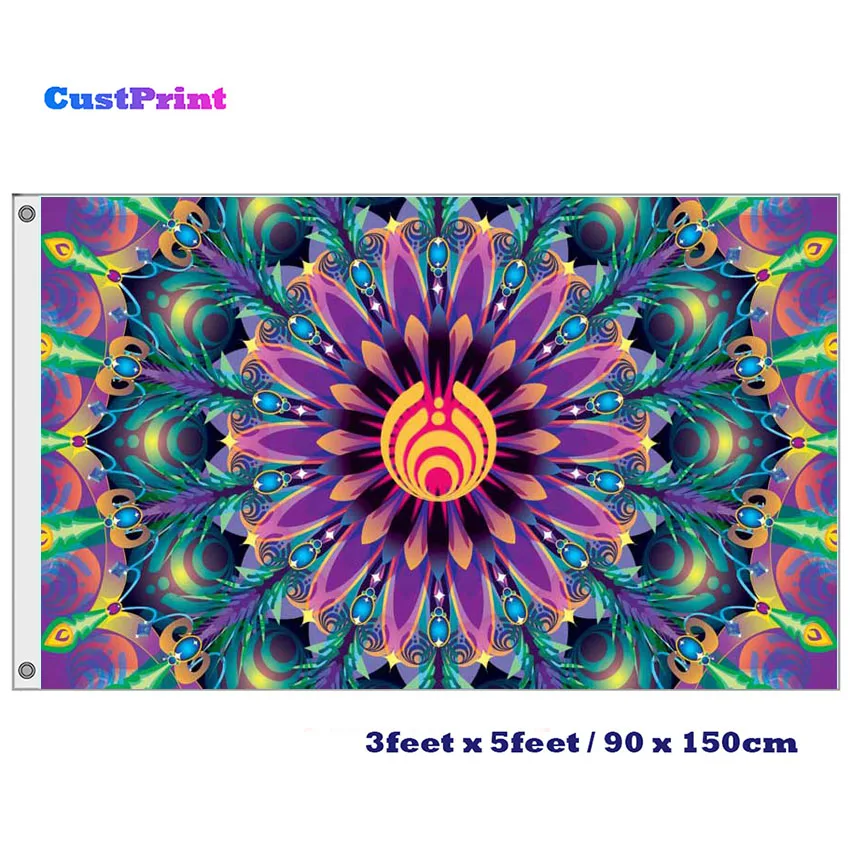 CustPrint 3x5 футов цветной калейдоскоп флаг с изображением Bassnectar 100D полиэфирная