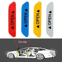 4pcs warning mark reflective tape car door sticker decals open sign auto driving safety reflective strips exterior accessories