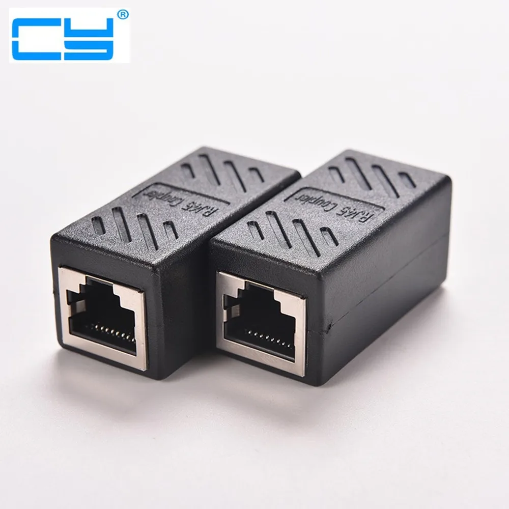 Adaptador Preto Extensor Acoplador Femea, 5 piezas, Conector de Rede LAN, Ethernet,...