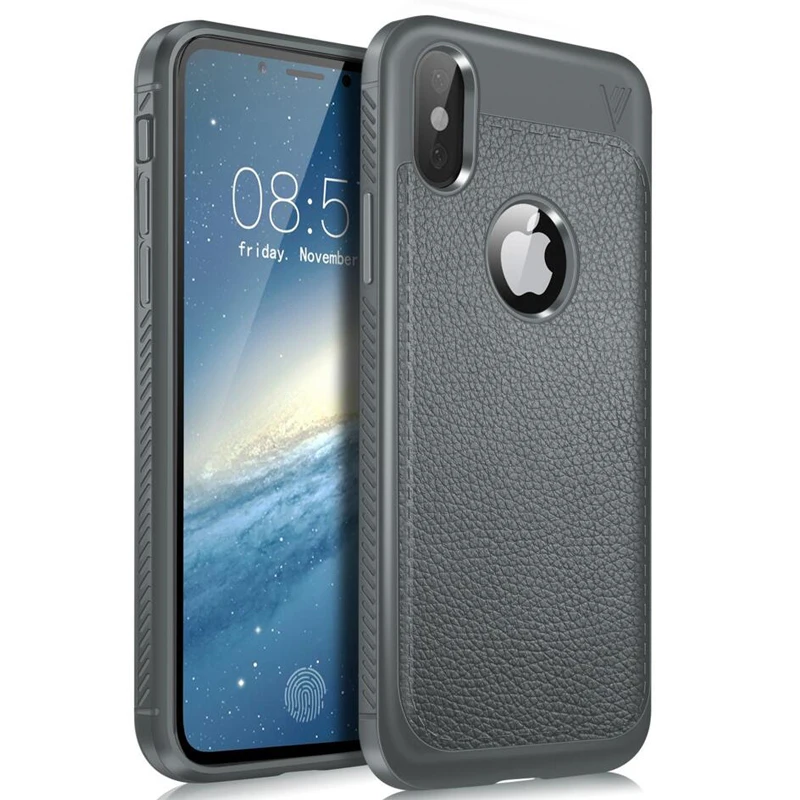 Прочный чехол для iPhone X мягкий кожаный Силиконовый противоударный бампер XS