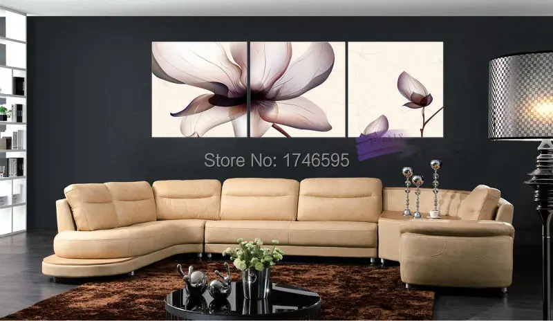 3pcs Big size modern Abstract home decorative Wall Art Picture Canvas prints dark purple flower printed Painting on | Дом и сад