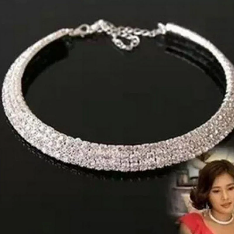 Rhinestone Crystal Choker Collar Bridal Wedding Necklace Jewelry | Украшения и аксессуары