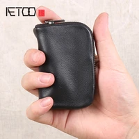 aetoo mini leather small coin baotou layer cowhide car key bag small storage wallet