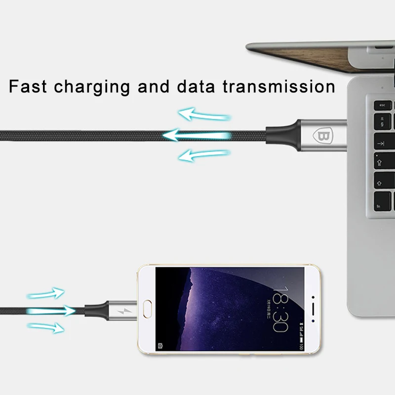 Usb-кабель Baseus 3 в 1 для iPhone X, 8, 7, 6, кабель Micro type-c для samsung S9, S8, кабель для быстрой зарядки type-c
