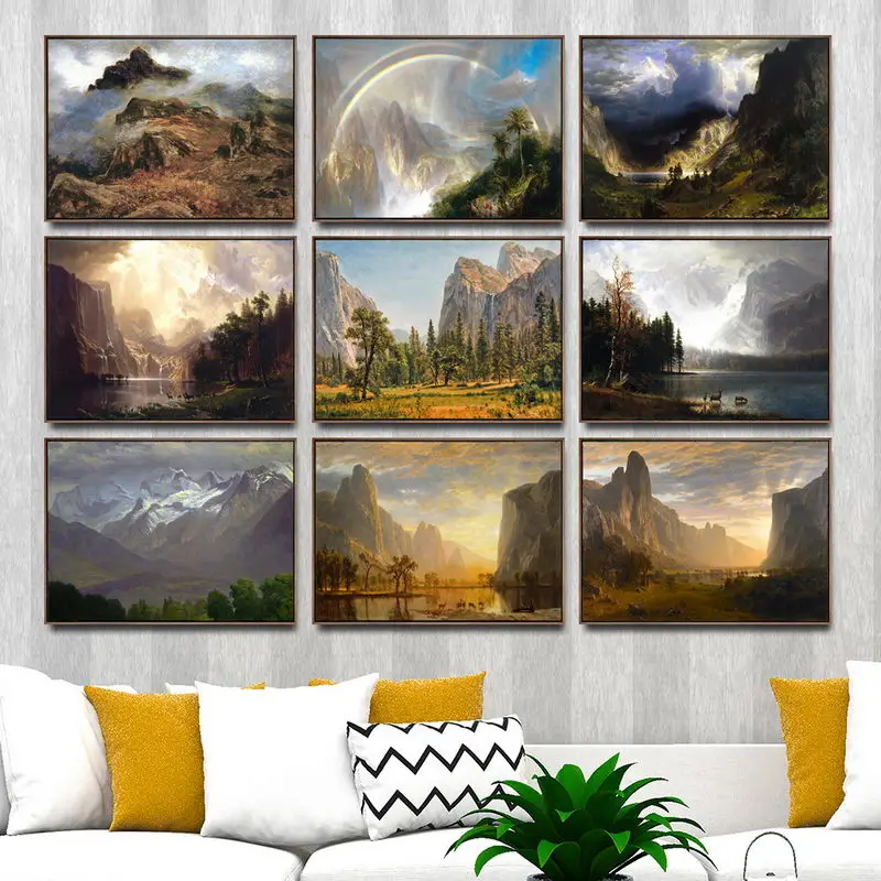 

Home Decoration Art Wall Pictures Fro Living Room Poster Print Canvas Paintings American Albert Bierstadt National Geopark, USA