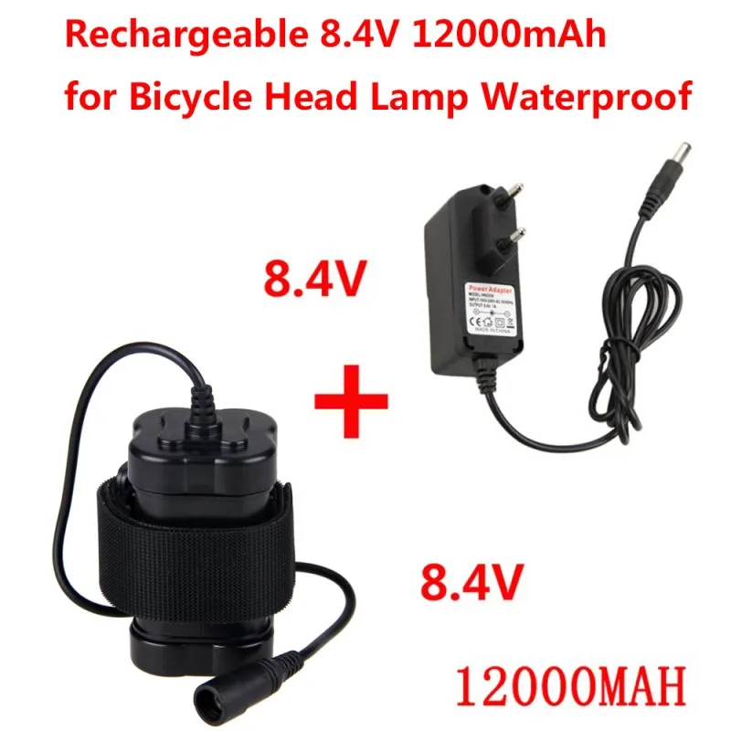 Черный перезаряжаемый аккумулятор 12000mAh 8,4 V 4x18650 с зарядным устройством 8,4 V для велосипеда светильник