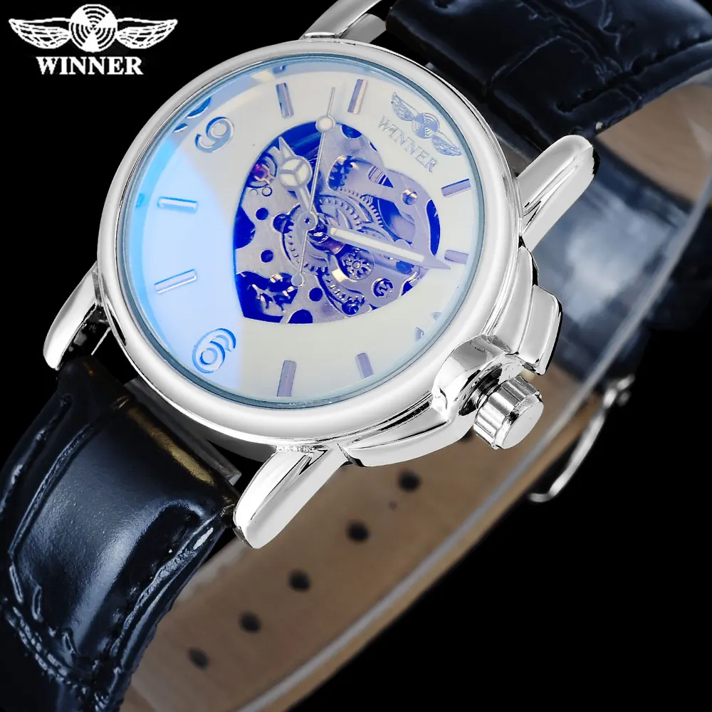 Часы скелетоны женские с арабскими цифрами на кожаном ремешке|watch genuine leather|leather