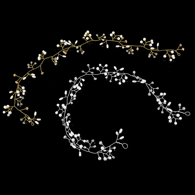 Золотая Серебряная жемчужная Хрустальная повязка на голову свадебные