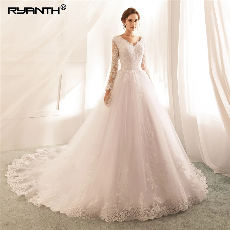 Ryanth Robe De Mariage Новое поступление Vestidos Novia 2018 бальное платье с длинными рукавами