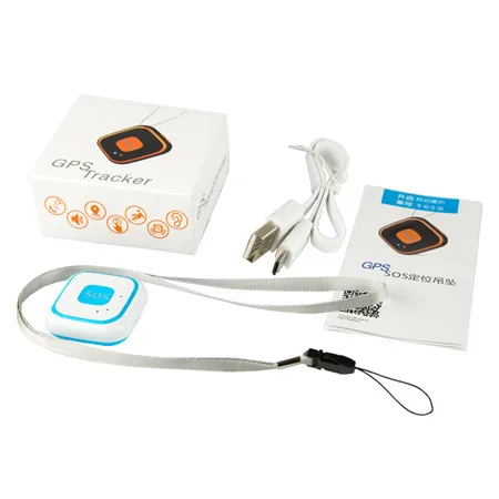 Blue With Box RF-V28 Детский gps трекер Детский Мини gps локатор кулон двухсторонние звонки осень сигнализация бесплатное приложение wifi gps LBS отслеживание - Цвет: Blue With Box